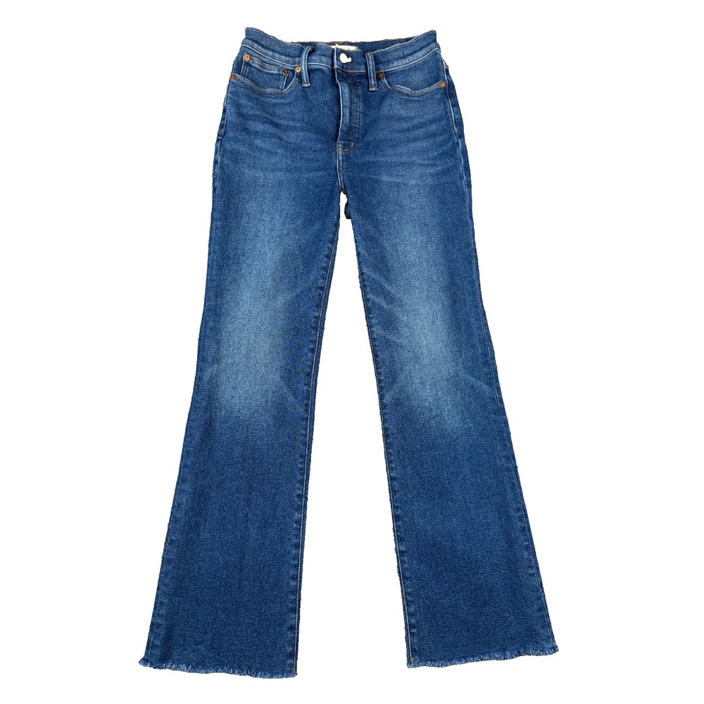 Madewell Women's Cali Demi-Boot Jeans 26T Blue Raw Hem Stretch Tall